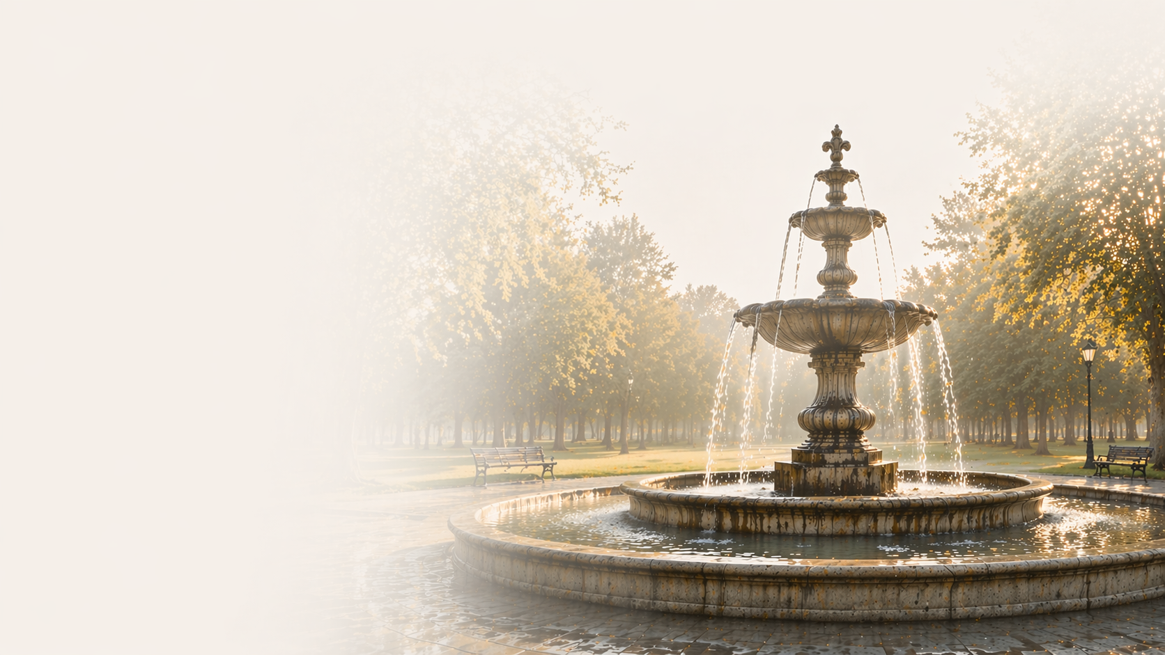 Tiered stone fountain in park-Lithia Ledger